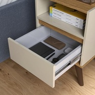 Mesa de Cabeceira com Gaveta Retro Off White e Freijó – Estilo e Organização para seu Quarto - imagem 4