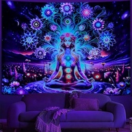 Tapeçaria Blacklight Sete Chakras - UV Reativa para Yoga e Meditação - imagem 4