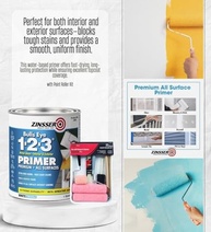 Zinsser Bulls-Eye 1-2-3 Tinta e Selador Acrílico Branco 1 Qt + Kit Rolo Linzer - Bloqueio de Manchas e Aplicação Suave - imagem 4