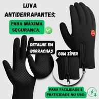 Luva de Motoqueiro Impermeável Térmica Touchscreen Antiderrapante com Zíper - imagem 3