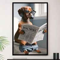 Quadro Decorativo Cachorro Banheiro Trabalho A3 35x45cm - Arte Moderna para Ambientes Pet Friendly - imagem 1