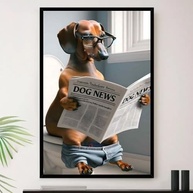 Quadro Decorativo Cachorro Banheiro Trabalho A3 35x45cm - Arte Moderna para Ambientes Pet Friendly - imagem 2