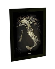 Quadro Decorativo A3 Mapa da Itália Preto e Dourado - Luxo e Estilo para Sua Casa - imagem 2