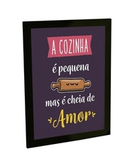 Quadro Decorativo A4 Cozinha Pequena Cheia de Amor - Moldura Pronta para Pendurar - imagem 2