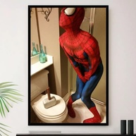 Quadro Banheiro Homem Aranha Thor Decorativo A4 23x33cm - Moldura Premium com Impressão em Alta Definição - imagem 1