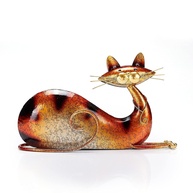 Aayla Estatueta de Gato Marrom em Ferro - 26,66 cm | Decoração Elegante para Casa e Cozinha - imagem 1