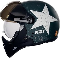 Capacete Peels F-21 Old Tank Aberto Verde Militar Fosco/Branco - Tamanho 61 - imagem 1