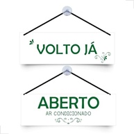 Placa de Porta Aviso 'Volto Logo' e 'Aberto Ar Condicionado' - Dupla Face para Porta de Vidro - imagem 2