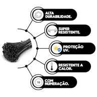 Kit 1000 Abraçadeiras Nylon 20cm x 3,6mm Reforçada com Proteção UV - Enforca Gato Forte e Antiderrapante - imagem 4