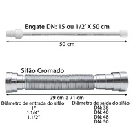 Torneira DL04 Completa: Sifão, Engate e Válvula ABS - imagem 2
