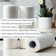 Pano Multiuso 50 Folhas 24cm - Alta Absorção, Sem Fiapos, Ideal para Cozinha, Banheiro e Vidros - imagem 5