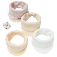 Kit 4 Peças Algodão Puro Babador Quatro Camadas Altamente Absorvente E Ajustável Indicado Para Recém-nascidos Bebês Meninas Crianças Em Fase De Dentição E Meninos - imagem 1