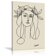 Arte de Parede Picasso - Desenho de Linha Abstrata Mulher em Tela Emoldurada | Decoração Minimalista para Sala de Estar - imagem 2