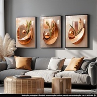 Kit 3 Quadros Decorativos Modernos com Formas Florais Abstratas - Design Luxo para Sala e Quarto - imagem 3