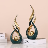 Estátuas de Cerâmica em Ouro Verde - Esculturas Abstratas Modernas para Decoração de Ambientes - imagem 5
