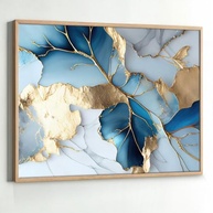 Quadro Decorativo Abstrato Azul Mármore 130x90cm - Moldura Moderna para Sala e Quarto - imagem 4