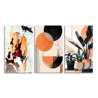 Quadros Decorativos Abstrato Geométrico com Plantas - Conjunto Moderno para Sala - imagem 4
