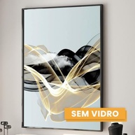 Quadro Decorativo Abstrato Linhas Curvas Moderno com Vidro - 60x90cm Preto - imagem 5