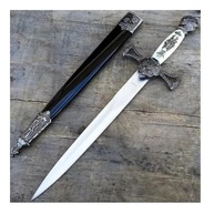 Adaga Medieval Templária Decorativa com Bainha - 35cm, Acabamento em Prata Envelhecida - imagem 3
