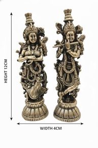 Estátuas de Radha e Krishna em Latão com Acabamento Dourado Antigo - Par Divino para Decoração de Templo - imagem 4