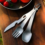 Conjunto Faca e Colher de Camping com Carabiner - Leve e Versátil para Trilhas e Acampamentos - imagem 3