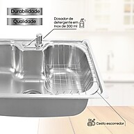 Cuba Inox 60x42cm para Pia Gourmet – Completa com Acessórios - imagem 2