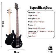 Contra Baixo 5 Cordas Giannini GB205A: Som e Acessórios! - imagem 2