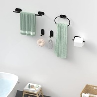 Kit Acessórios para Banheiro em Aço Inox 304 Preto com Fixação Adesivo 3M - 6 Peças - imagem 3
