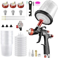 Kit de Pintura com Pistola de Ar LVLP A610 - Bicos 1,3/1,7/2,0mm, Regulador, Copo 650ml, Tintas e Acessórios - imagem 2