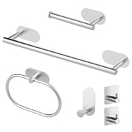Kit Acessórios para Banheiro em Aço Inox 304 com Fixação Adesivo 3M - 6 Peças Modernas e Resistentes - imagem 1