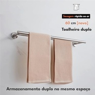 LUMAI Kit 3 Acessórios Banheiro Aço Inox Fosco | Toalheiro Duplo 60cm + Porta-Toalha + Suporte Papel Higiênico - imagem 5
