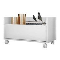 Mesa de Cabeceira Moderna 80cm com Rodízios - Design Branco Acetinado - imagem 2