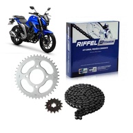 Kit Relação Completa YS 250 Fazer 2018 - Corrente Titanium Riffel Aço 1045 Certificada INMETRO - imagem 1