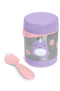 Pote Térmico Skip Hop Zoo Baleia Narval com Talher Embutido - 325ml, Aço Inox, Azul - imagem 5