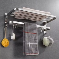 Toalheiro Duplo com Prateleira para Banheiro - Design Moderno em Aço Inox - imagem 1
