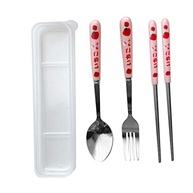 Conjunto de Talheres de Aço Inox com Design de Morango Rosa - 3 Peças para Piquenique e Uso Diário - imagem 2