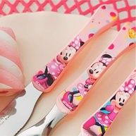 Kit Refeição Infantil Minnie 7 Peças - Pratos, Tigela, Copo e Talheres em Melamina e Aço Inox - imagem 3