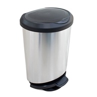 Lixeira com Pedal 45L Borda Trava Sacola - Design Moderno em Aço Escovado - imagem 1