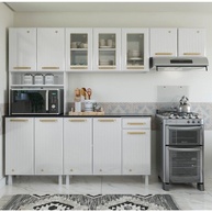Cozinha Compacta em Aço Inox 4 Peças com 12 Portas e 1 Gaveta Diamante - Telasul Branco - imagem 1