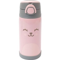 Garrafa Térmica Gummy Rosa 400ml com Fliptop e Canudo - Aço Inox Dupla Parede - imagem 1