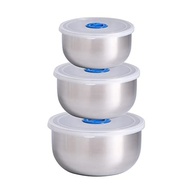 Conjunto de Tigelas com Tampa - 3 Peças Empilháveis em Aço Inoxidável com Tampas Herméticas - imagem 2