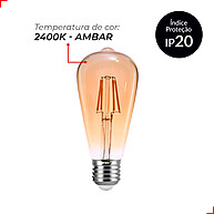 Lâmpadas LED ST64 Âmbar 8W: Iluminação Vintage com Toque Aconchegante - imagem 2