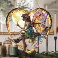Fada Acrílica Love Elf com Asas - Decoração Encantadora para Casa e Carro - imagem 1
