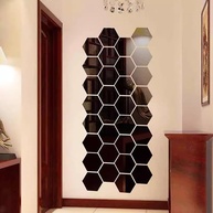 Adesivos Hexágono 3D Acrílico Espelho - Decoração DIY Moderna para Paredes e Espelhos - imagem 4