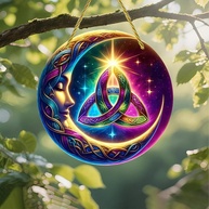 Acrílico Colorido Suncatcher Deusa da Lua - Nó da Trindade 17,78 cm | Decoração de Janela e Parede com Efeito de Luz Solar - imagem 1