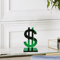 Cifrão Acrílico Espelhado Verde - Enfeite Decorativo de Luxo para Escritório e Sala - imagem 3
