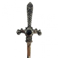 Adaga Cigana em Metal Prata Envelhecido com Pedra Preta - 15 cm - Estilo Étnico e Místico - imagem 2