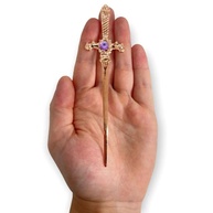 Adaga Cigana em Metal Cobreado com Pedra Lilás - 15cm - Simbolismo e Elegância - imagem 4
