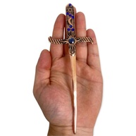 Adaga Cigana em Metal Cobre Velho 19 cm Pedras Azuis - imagem 4