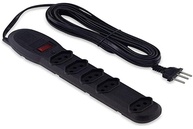 Force Line Protetor e Adaptador de Tomada 5 em 1 com Cabo de 6m - Preto Bivolt - imagem 1